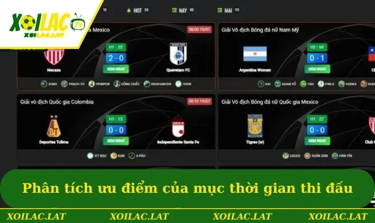 Lịch Thi Đấu 2 Phân tích ưu điểm của mục thời gian thi đấu