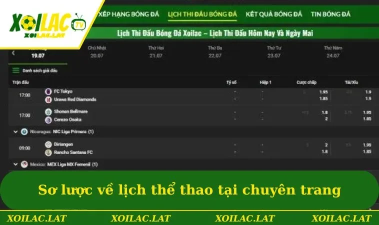 Lịch Thi Đấu 1 Sơ lược về lịch thể thao tại chuyên trang